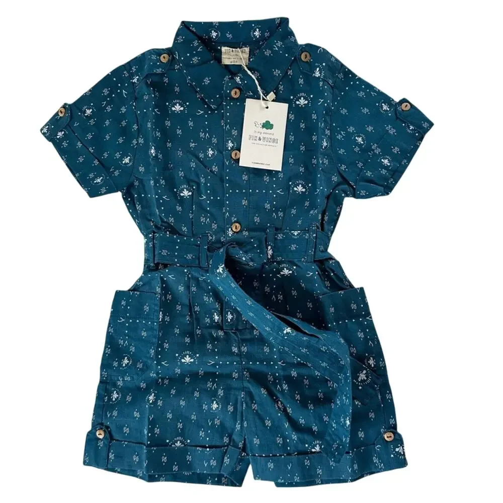 NWT Fin & Vince Adventure Jumpsuit Paisley Trail 0/3mo - Picture 1 of 3